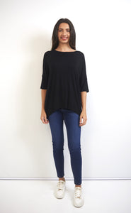 Chloe - Classic Long Line Tee with Back Seam