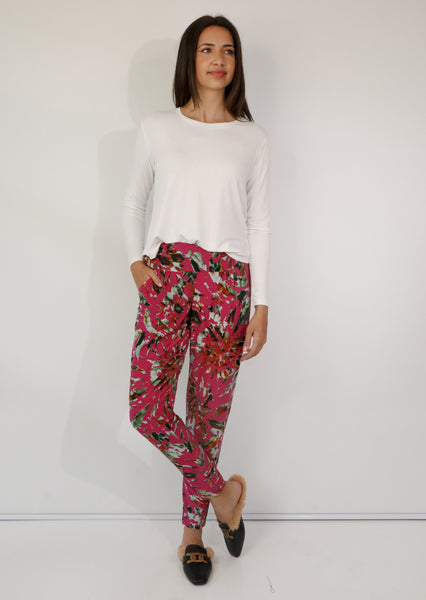 Roxanne - Classic Pant, Abstract Cerise