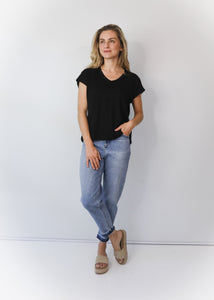 Noelle - V-neck Top with Ladder Lace Detail