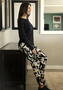 Bianca Harem Styled Pant - Black & White Graffiti
