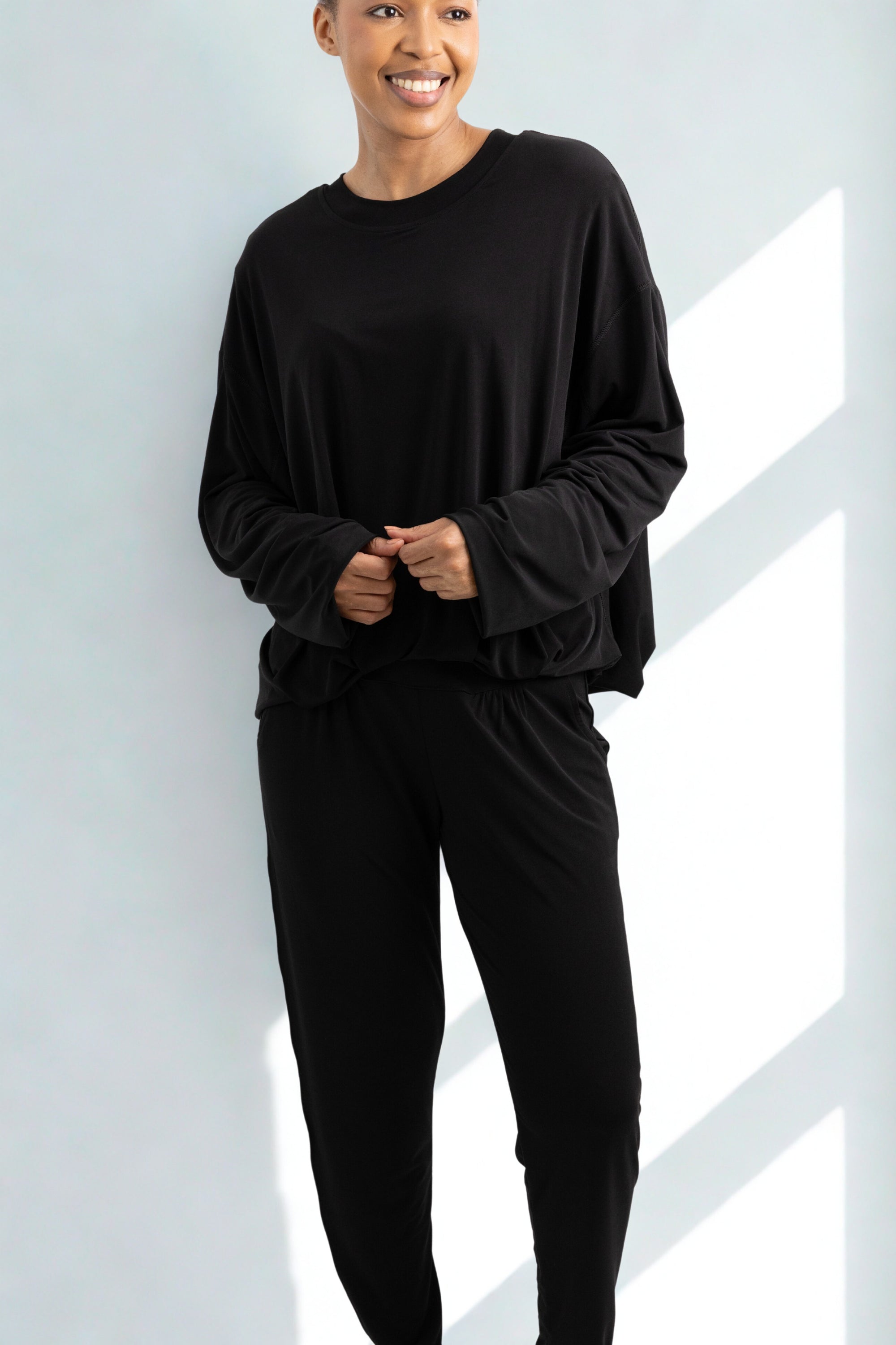 Bibi - Double Layer Top with Seam Detail, Black