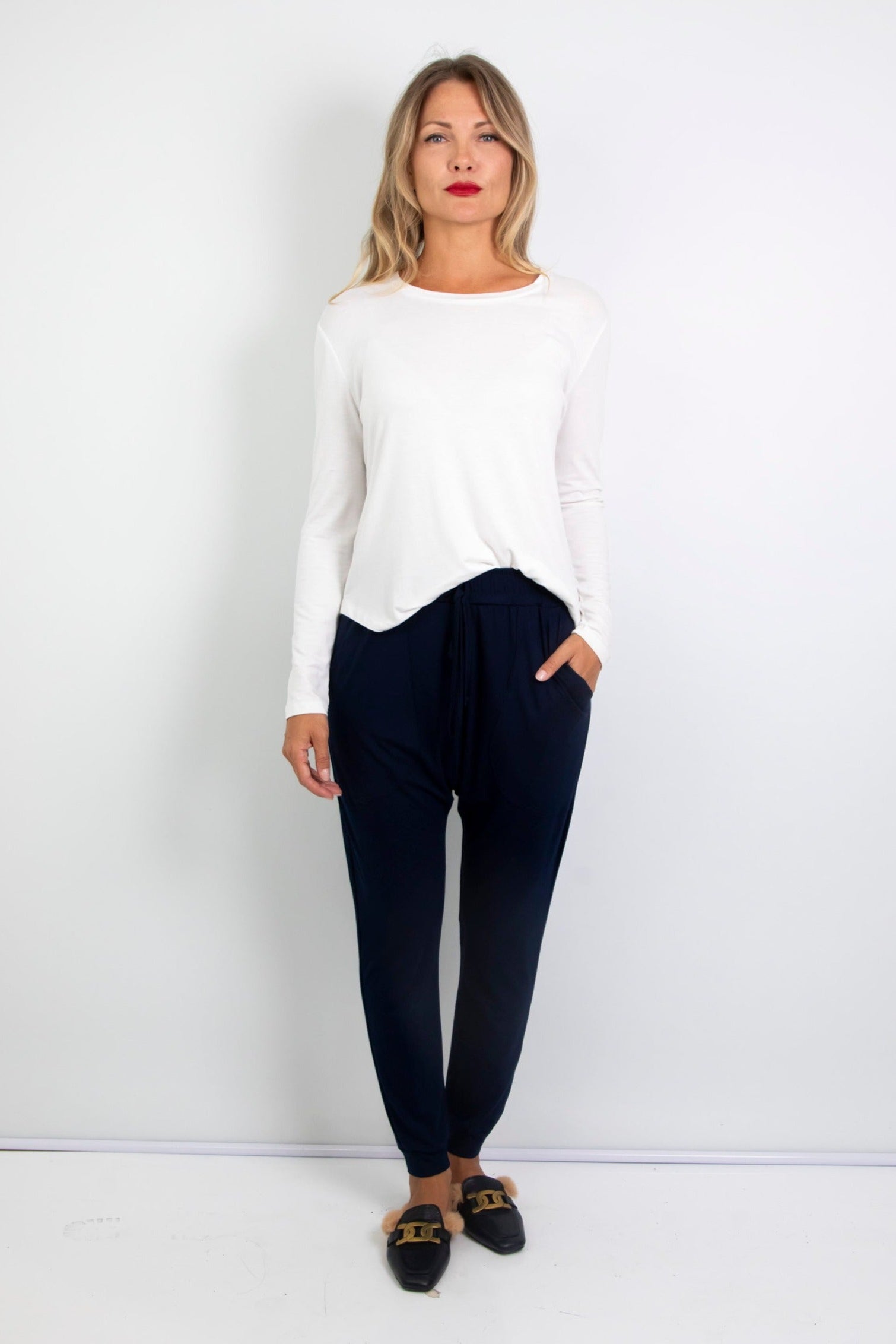 Bianca - Harem Styled Pants Viscose Lycra Navy
