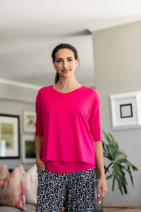 Gigi - Double Layer Top, Hot pink